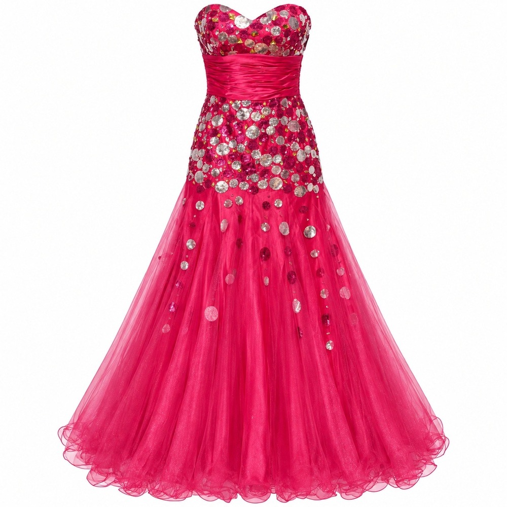 Vintage Tony Bowls Barbiecore Mermaid Gown Womens 2 Coquette Sequin Glitz Prom